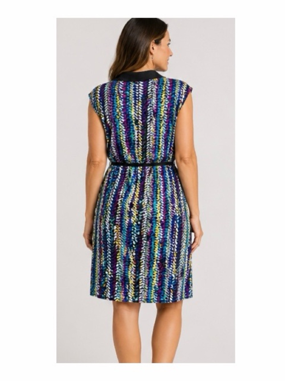 Liz Claiborne Abstract Print Sleeveless Belted Shirt Dress - Picture 7 of 7